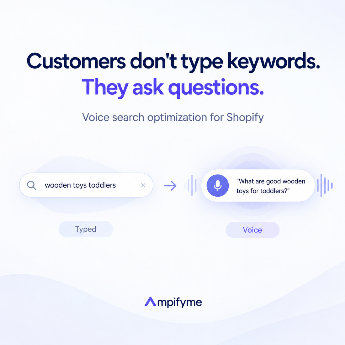 Voice search optimization for Shopify: a typed keyword search compared with a spoken conversational question